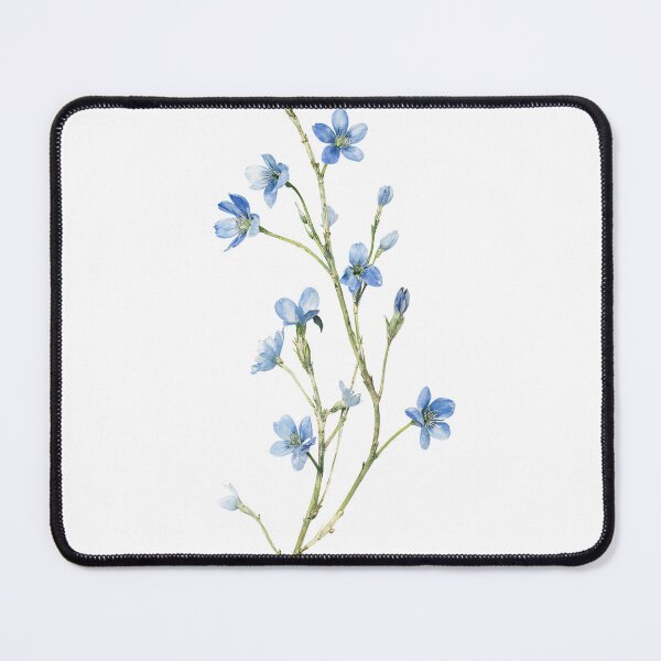 Item preview, Delicate blue flowers arranged on a slender green stem in a clean, minimalist style designed and sold by SpaceartLilu.