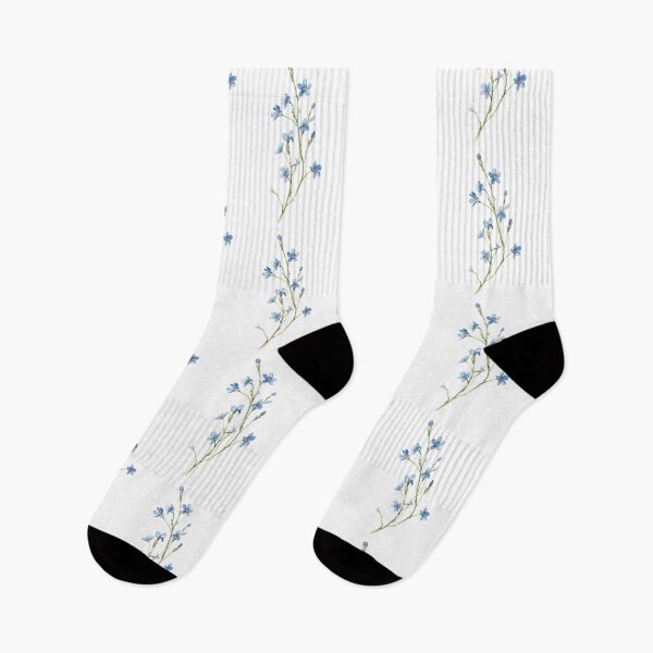 Item preview, Delicate blue flowers arranged on a slender green stem in a clean, minimalist style designed and sold by SpaceartLilu.