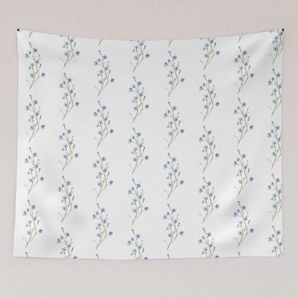 Item preview, Delicate blue flowers arranged on a slender green stem in a clean, minimalist style designed and sold by SpaceartLilu.