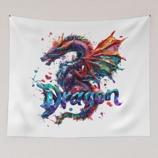 Item preview, Colorful Dragon | Chinese Zodiac Sign | 3D Paint Splash Fantasy designed and sold by AlexLineArt.