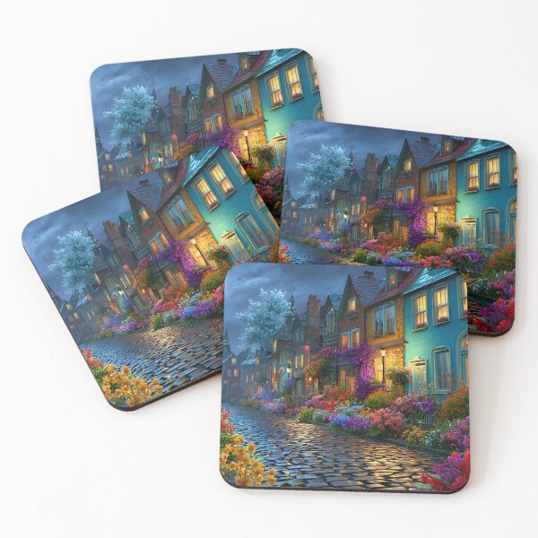 Item preview, Charming Cobblestone Street Adorned with Flowers designed and sold by Artessie.
