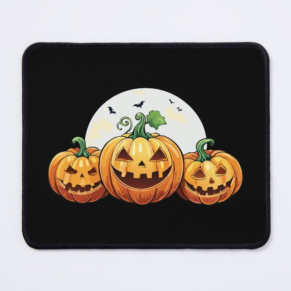 Item preview, Halloween jack o lantern pumpkins stacked, Spooky pumpkins on a Halloween stage, Three cheerful stacked pumpkins with unique carved faces perfect for halloween decorations autumn celebrations  designed and sold by Danler.