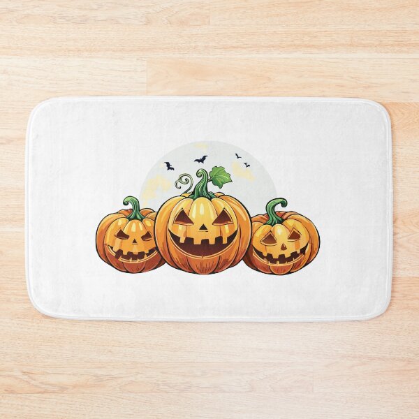 Item preview, Halloween jack o lantern pumpkins stacked, Spooky pumpkins on a Halloween stage, Three cheerful stacked pumpkins with unique carved faces perfect for halloween decorations autumn celebrations  designed and sold by Danler.