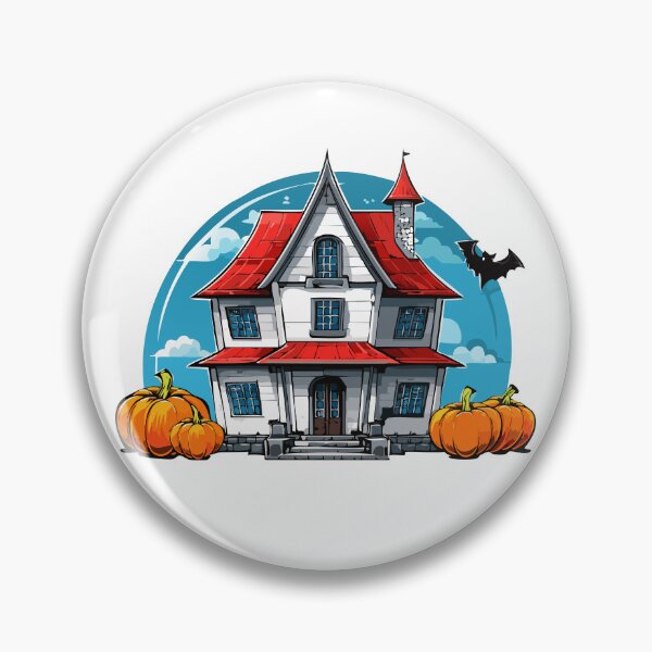 Item preview, Spooky haunted house with bats, pumpkins, and a dark, scary sky on a Halloween night, Halloween haunted house silhouette with bats under a spooky moonlit night sky  designed and sold by Danler.