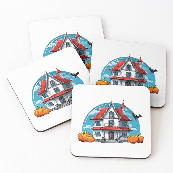 Item preview, Spooky haunted house with bats, pumpkins, and a dark, scary sky on a Halloween night, Halloween haunted house silhouette with bats under a spooky moonlit night sky  designed and sold by Danler.