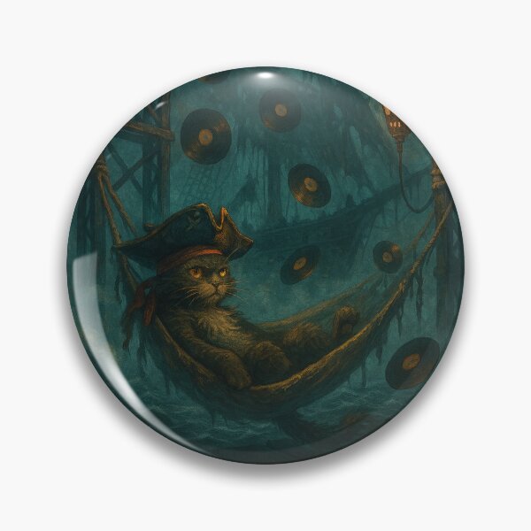 Item preview, Lazy Pirate Radio Whimsical Haunted Cat Ship Art designed and sold by Artpicto.