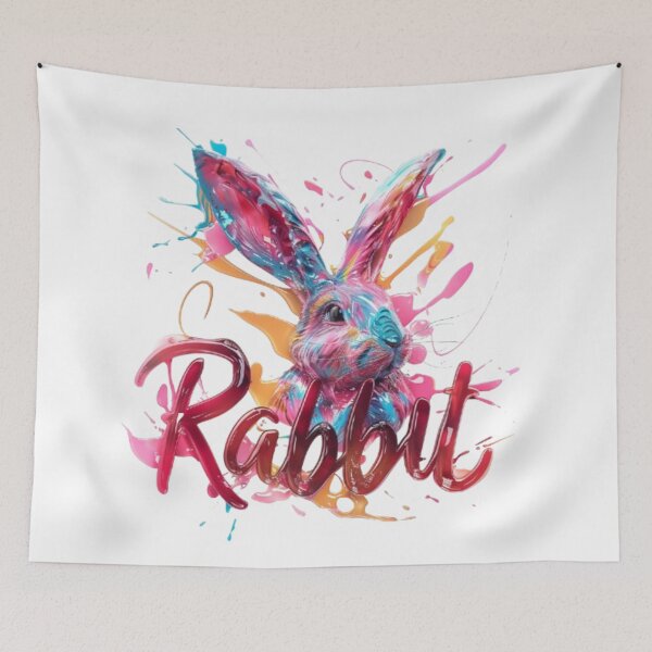 Item preview, Colorful Rabbit | Chinese Zodiac Sign | 3D Paint Splash Style designed and sold by AlexLineArt.