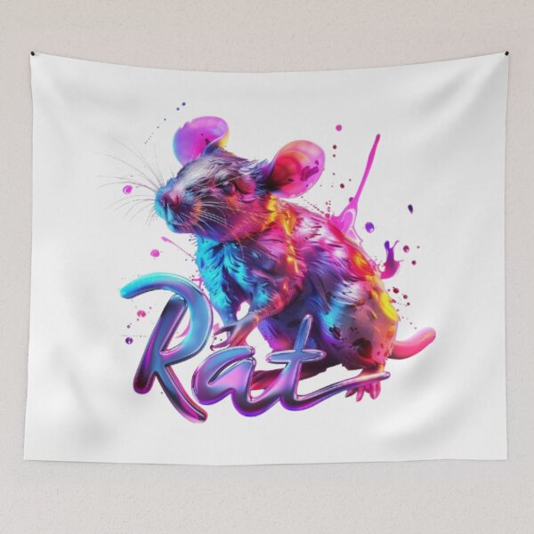 Item preview, Colorful Rat | Chinese Zodiac Sign | 3D Paint Splash Illustration designed and sold by AlexLineArt.