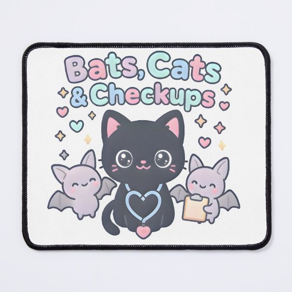 Item preview, Bats, Cats & Checkups Kawaii Halloween Vet T-Shirt | Cute Cat & Bat Design designed and sold by Bettybee00.