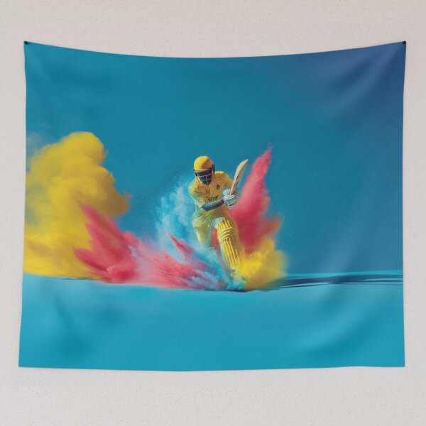 Item preview, Cricket player kicking up splashes of colour during a match Art Inspired By Nature And The Active Outdoors designed and sold by CDC40.
