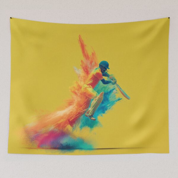 Item preview, Cricket player kicking up splashes of colour during a match Art Inspired By Nature And The Active Outdoors designed and sold by CDC40.