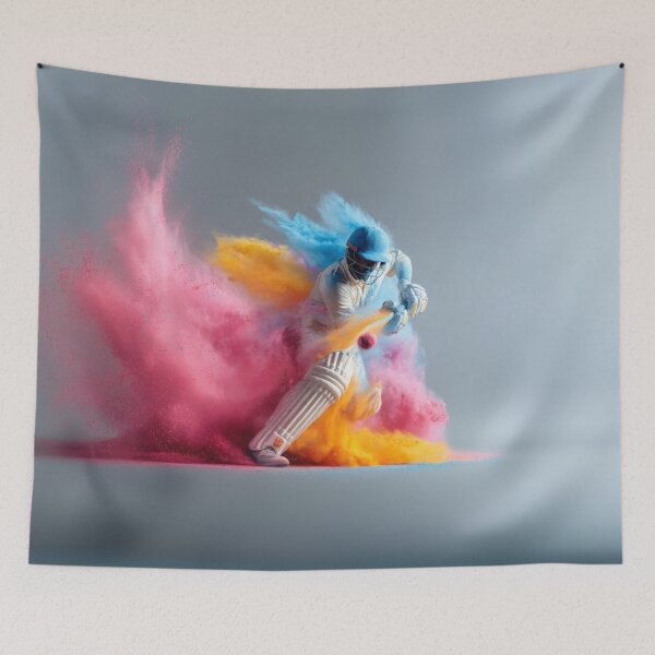 Item preview, Cricket player kicking up splashes of colour during a match Art Inspired By Nature And The Active Outdoors designed and sold by CDC40.