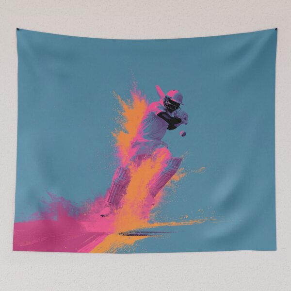 Item preview, Cricket player kicking up splashes of colour during a match Art Inspired By Nature And The Active Outdoors designed and sold by CDC40.