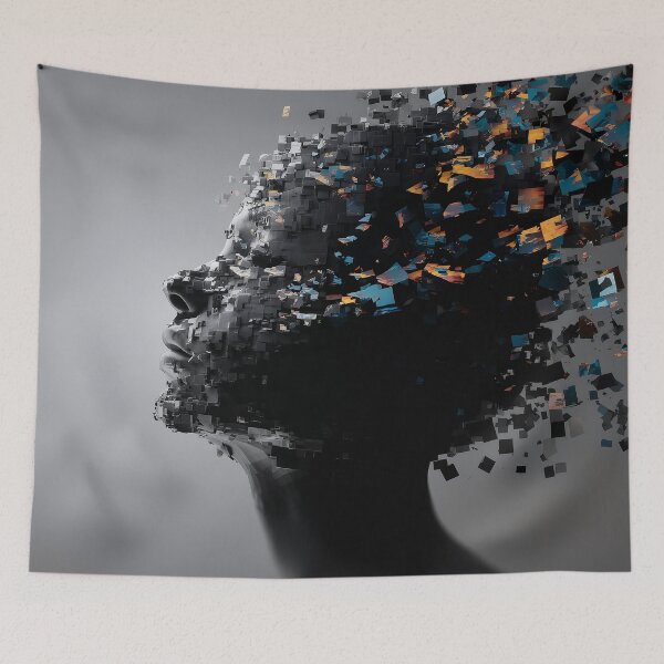 Item preview, Fragmented Digital Portrait – Abstract Futuristic Art designed and sold by Guesso.