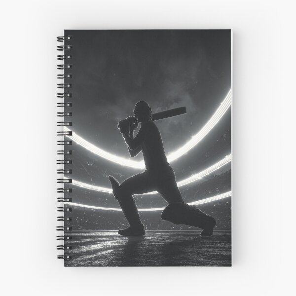 Item preview, Monochrome silhouette of a cricket player against a neon-lit stadium Art Inspired By Nature And The Active Outdoors designed and sold by CDC40.