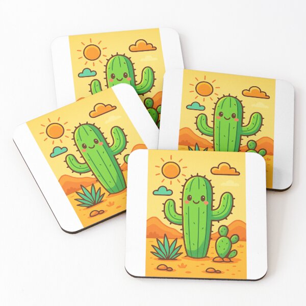 Item preview, Cartoon Playful Desert Cactus – Cute Kawaii Style designed and sold by RouniBoutique.