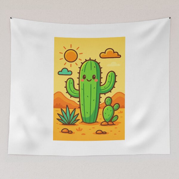 Item preview, Cartoon Playful Desert Cactus – Cute Kawaii Style designed and sold by RouniBoutique.