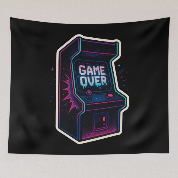 Item preview, Retro Arcade Game Over – Neon Glitch Sticker designed and sold by JacobKAurumhead.