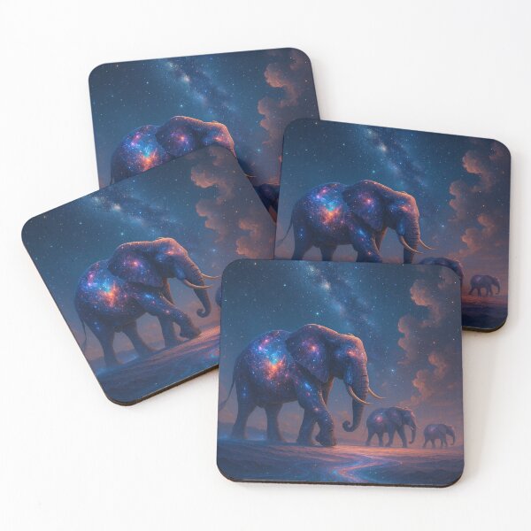 Item preview, Nebula Elephants Walking Through a Cosmic Desert designed and sold by MindprintStudio.