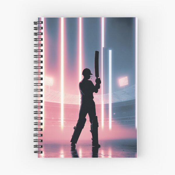 Item preview, Monochrome silhouette of a cricket player against a neon-lit stadium Art Inspired By Nature And The Active Outdoors designed and sold by CDC40.