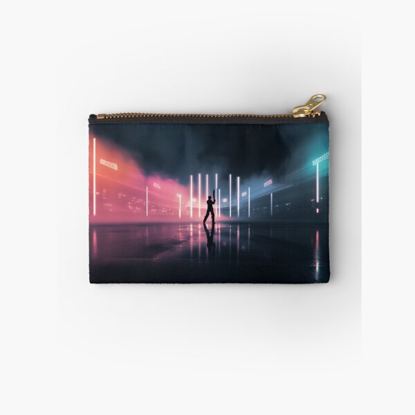 Item preview, Monochrome silhouette of a cricket player against a neon-lit stadium Art Inspired By Nature And The Active Outdoors designed and sold by CDC40.
