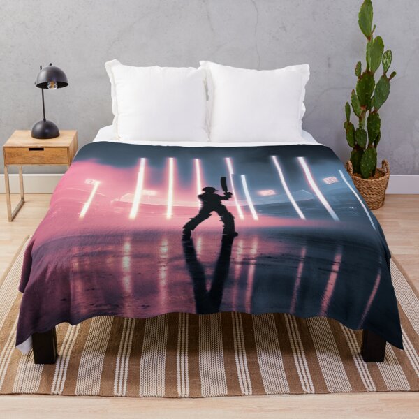 Item preview, Monochrome silhouette of a cricket player against a neon-lit stadium Art Inspired By Nature And The Active Outdoors designed and sold by CDC40.