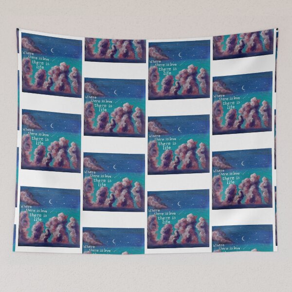 Item preview, Night Sky with Inspirational Quote ‘Where There Is Love, There Is Life’ designed and sold by Boski22.
