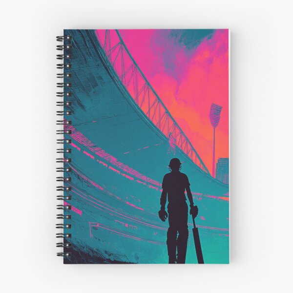 Item preview, Monochrome silhouette of a cricket player against a neon-lit stadium Art Inspired By Nature And The Active Outdoors designed and sold by CDC40.