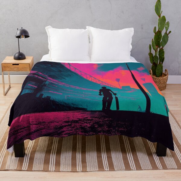 Item preview, Monochrome silhouette of a cricket player against a neon-lit stadium Art Inspired By Nature And The Active Outdoors designed and sold by CDC40.