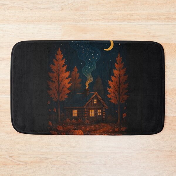 Item preview, Starlit Fall Cabin in the Pumpkin Forest designed and sold by Painted Moon by Luna Bee™.