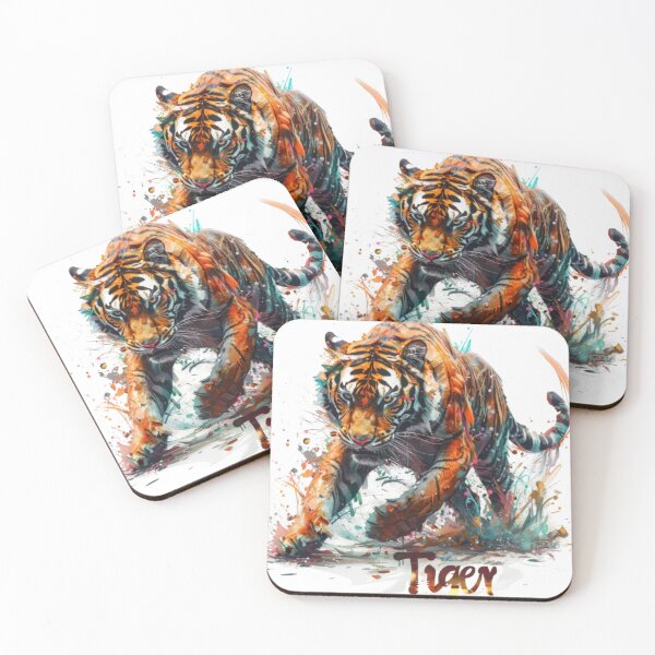 Item preview, Vibrant Realistic Tiger Chinese Zodiac – Color Splash Art designed and sold by AlexLineArt.