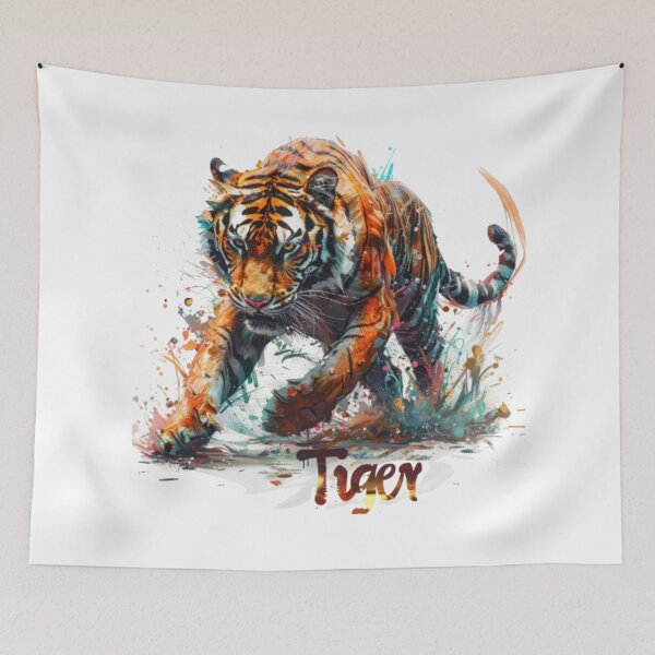Item preview, Vibrant Realistic Tiger Chinese Zodiac – Color Splash Art designed and sold by AlexLineArt.