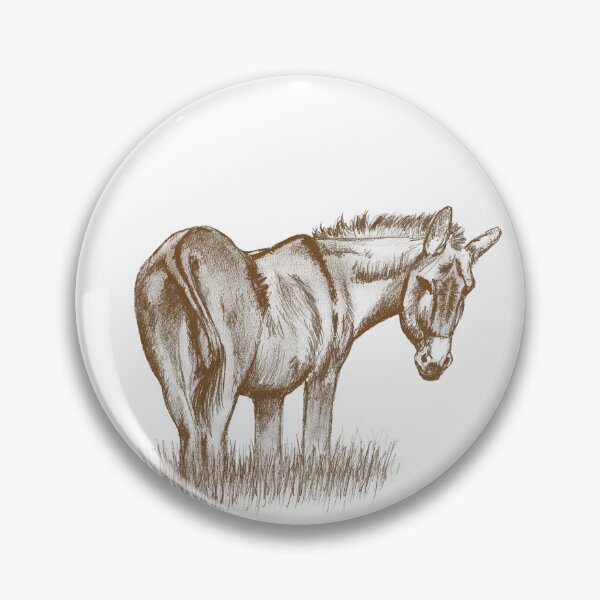 Item preview, Drawing of a donkey looking behind him, rear side view - brown colorized version designed and sold by SylvieG18.