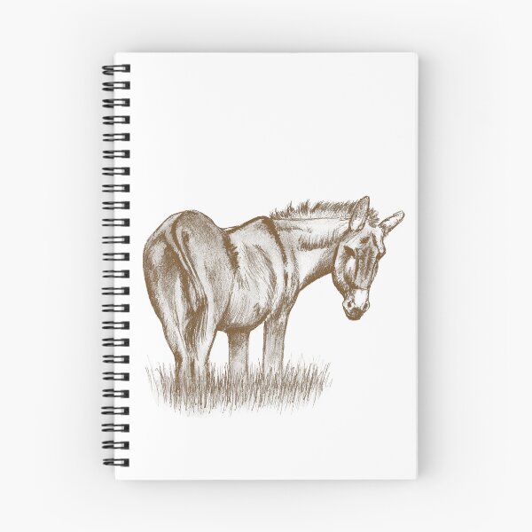 Item preview, Drawing of a donkey looking behind him, rear side view - brown colorized version designed and sold by SylvieG18.
