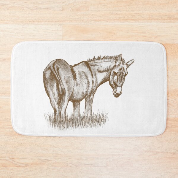 Item preview, Drawing of a donkey looking behind him, rear side view - brown colorized version designed and sold by SylvieG18.