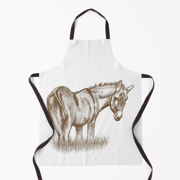 Item preview, Drawing of a donkey looking behind him, rear side view - brown colorized version designed and sold by SylvieG18.
