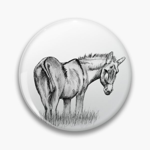 Item preview, Drawing of a donkey looking behind him, rear side view - black colored version designed and sold by SylvieG18.
