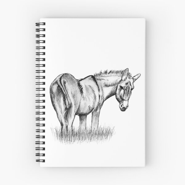 Item preview, Drawing of a donkey looking behind him, rear side view - black colored version designed and sold by SylvieG18.