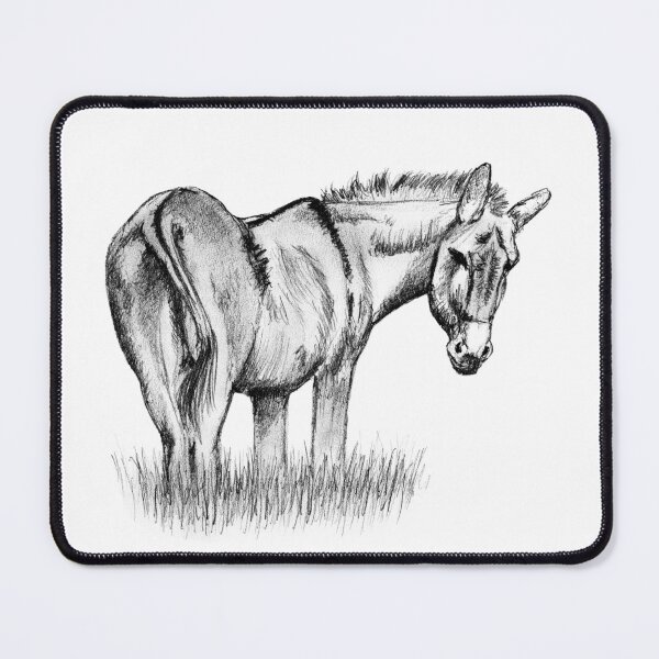 Item preview, Drawing of a donkey looking behind him, rear side view - black colored version designed and sold by SylvieG18.