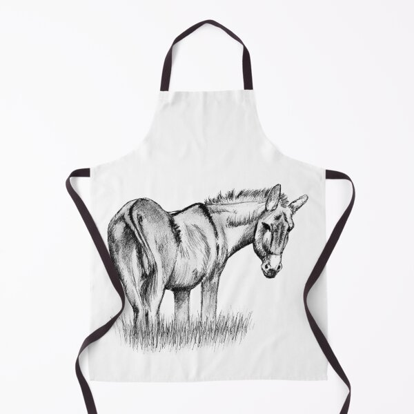Item preview, Drawing of a donkey looking behind him, rear side view - black colored version designed and sold by SylvieG18.