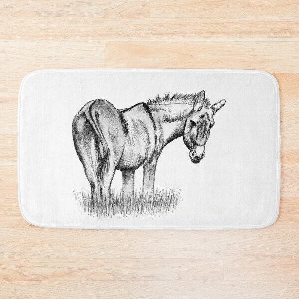 Item preview, Drawing of a donkey looking behind him, rear side view - black colored version designed and sold by SylvieG18.