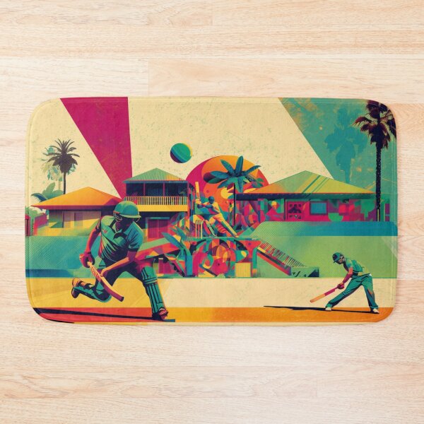 Item preview, Psychedelic twist on a cricket scene with bold colors and abstract shapes Art Inspired By Nature And The Active Outdoors designed and sold by CDC40.