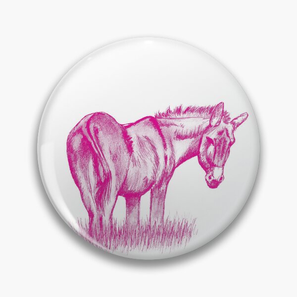 Item preview, Drawing of a donkey looking behind him, rear side view - pink colored version designed and sold by SylvieG18.