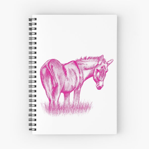 Item preview, Drawing of a donkey looking behind him, rear side view - pink colored version designed and sold by SylvieG18.