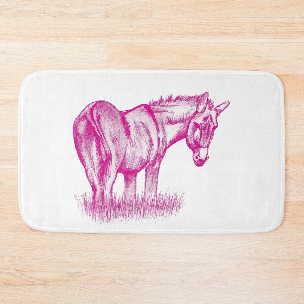 Item preview, Drawing of a donkey looking behind him, rear side view - pink colored version designed and sold by SylvieG18.