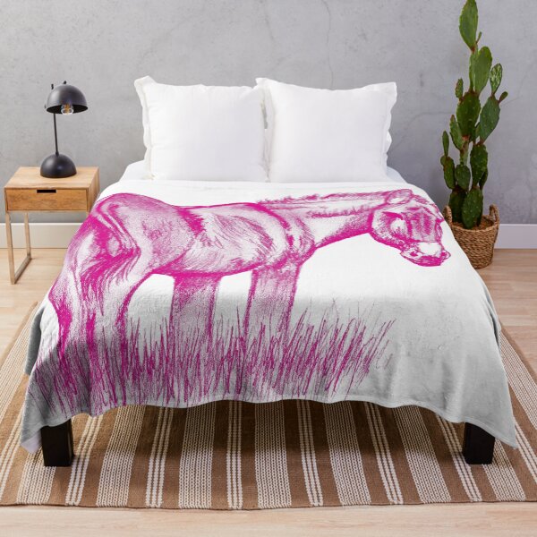Item preview, Drawing of a donkey looking behind him, rear side view - pink colored version designed and sold by SylvieG18.