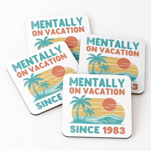 Item preview, Mentally on Vacation Since 1983 - Retro Beach Sunset Design designed and sold by threeABinks.
