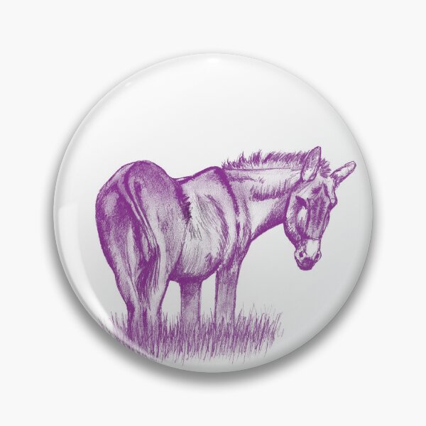 Item preview, Drawing of a donkey looking behind him, rear side view - colorized version purple red designed and sold by SylvieG18.