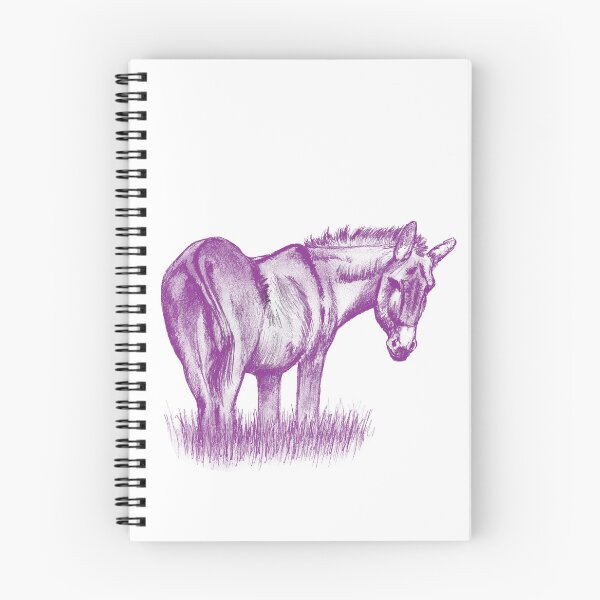 Item preview, Drawing of a donkey looking behind him, rear side view - colorized version purple red designed and sold by SylvieG18.
