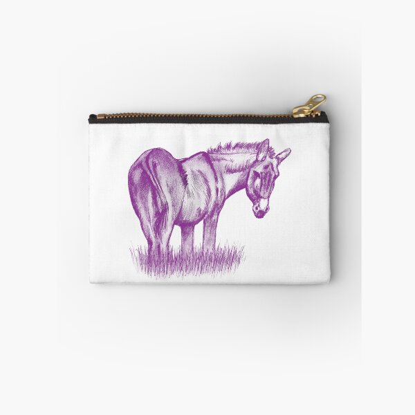 Item preview, Drawing of a donkey looking behind him, rear side view - colorized version purple red designed and sold by SylvieG18.